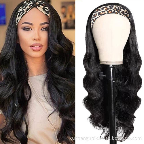 Uniky African American Women Curly Headband Wigs Virgin Human Hair Headband Wig